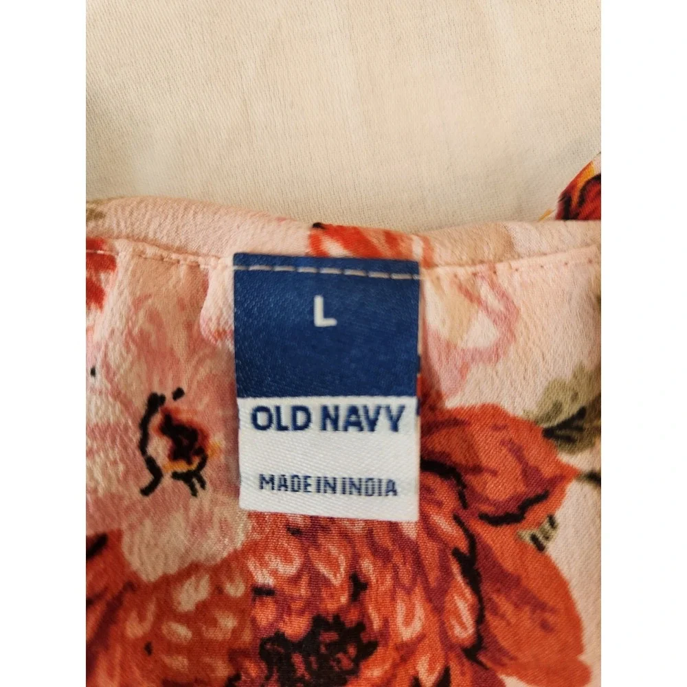 Old Navy Women Blush Floral Ruffle Babydoll  Blouse Size L Fairy Whimsical Flowy